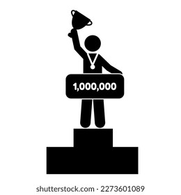 Winners with trophy cup icon. Simple illustration of Winners with trophy cup vector icon for web