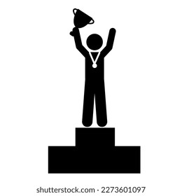 Winners with trophy cup icon. Simple illustration of Winners with trophy cup vector icon for web