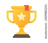 Winner's trophy icon. The golden trophy vector is a symbol of victory in a sports event.