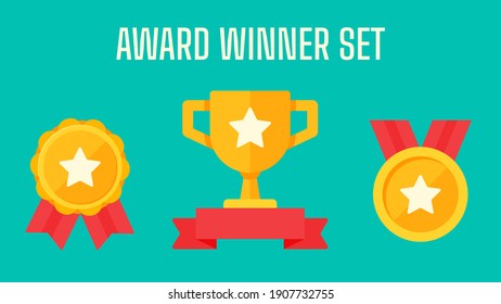 Winner's trophy icon. The golden trophy vector is a symbol of victory in a sports event.