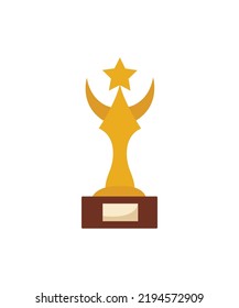 Winner's trophy icon. The golden trophy vector is a symbol of victory in a sports event.
