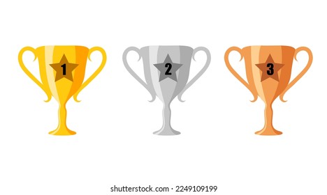 Winner's trophy icon. The golden trophy vector is a symbol of victory in a sports events
