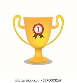 Winner's trophy icon , The golden trophy vector is a symbol of victory in a sports event ,  win competition