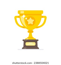 Winner's trophy icon. The golden trophy vector is a symbol of victory in a sports event. Vector Illustration.