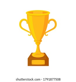 Winner's trophy icon isolated on white background. Realistic golden cup. Concept 
goal achievement. Cartoon flat design. Vector illustration