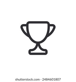 Winner's trophy icon. Symbol of victory. Cup icon. Goblet icon. Champion trophy cup. Sport cup on stand. Achievement badge. Reward badge. First place. Quality mark. Premium quality. Award icon.