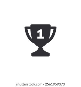 Winner's trophy icon. Symbol of victory. Cup icon. Goblet icon. Champion trophy cup. Sport cup on stand. Achievement badge. Reward badge. First place. Quality mark. Premium quality. Award icon. Place