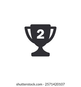 Winner's trophy icon. Symbol of victory. Cup icon. Goblet icon. Champion trophy cup. Sport cup on stand. Achievement badge. Reward badge. Second place. Quality mark. Premium quality. Award icon. Place