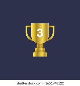 Ilustración vectorial del icono del trofeo del ganador. El trofeo degradado dorado vectorial para símbolo de victoria.