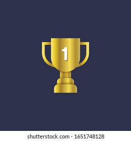 Ilustración vectorial del icono del trofeo del ganador. El trofeo degradado dorado vectorial para símbolo de victoria.