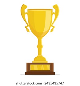 Winner's trophy isolated on white background. Golden trophy cup victory in a sports event. Vector illustration