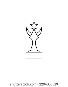 Winner's trophy outline icon. The golden trophy vector is a symbol of victory in a sports event.