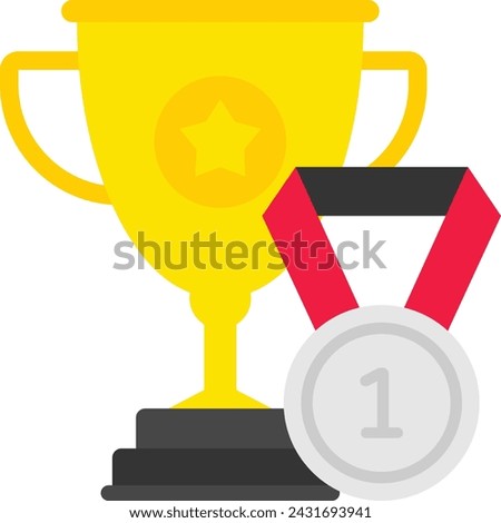 Winners Victory Award concept, Cup Medal and first position Reward vector icon design, Boosting productivity abilities Symbol, business motivation Sign, Enterprise impetus stock illustration
