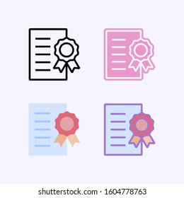 Winnet certificate award vector icon. Achievement trophy. Cup with star winner icon. Trophy sport competition. Contain line, flat and combined variant of pictogram icon.