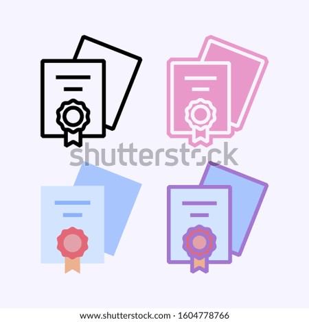 Winnet certificate award vector icon. Achievement trophy. Cup with star winner icon. Trophy sport competition. Contain line, flat and combined variant of pictogram icon.