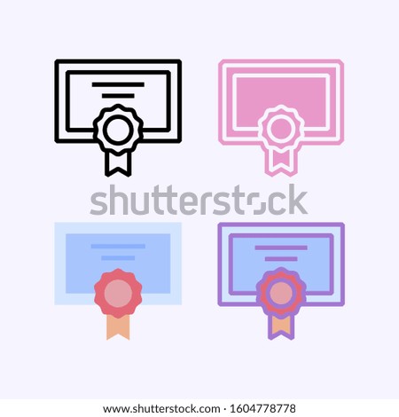 Winnet certificate award vector icon. Achievement trophy. Cup with star winner icon. Trophy sport competition. Contain line, flat and combined variant of pictogram icon.