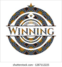 Winning arabic emblem background. Arabesque decoration.