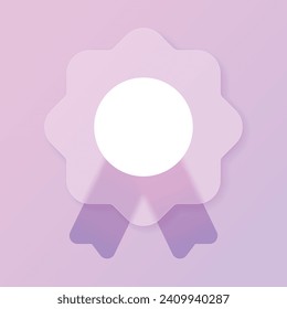 Winning award glass morphism style icon. Medal award transparent glass. Badge icon with purple gradient