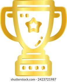Winning award golden gradients metallic. Trophy cup icon paper cut vector illustration