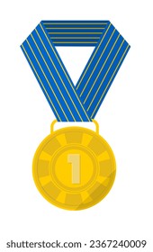 Winning award or medal for first place in challenge, competition or contest. Isolated reward for winner, victory for sportsman or athlete, runner or sprinter. Vector in flat style illustration