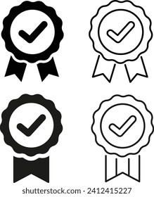 Winning award, prize, medal or badge. Badge with ribbons icon