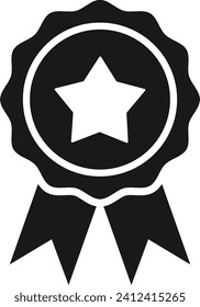 Winning award, prize, medal or badge. Badge with ribbons icon, Certified badge symbol, quality sign.	
