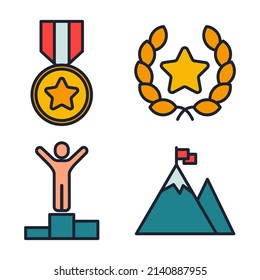 winning awards set icon symbol template for graphic and web design collection logo vector illustration