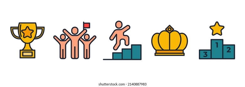 winning awards set icon symbol template for graphic and web design collection logo vector illustration