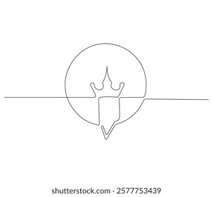 Winning badge in one continuous line drawing. Symbol of a winner. Award winning ribbon in simple linear style. Editable stroke. Doodle line illustration