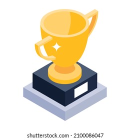 Icono de trofeo de béisbol ganador en estilo isométrico moderno 

