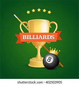 Winning Billiards. Concept Of Victory Vector illustration