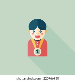 winning boy flat icon with long shadow,eps10
