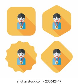 winning boy flat icon with long shadow, eps10