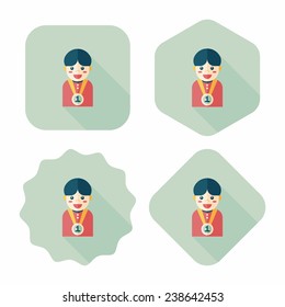 winning boy flat icon with long shadow, eps10