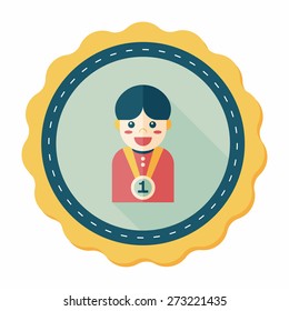 winning boy flat icon with long shadow,eps10