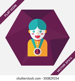 winning boy flat icon with long shadow,eps10