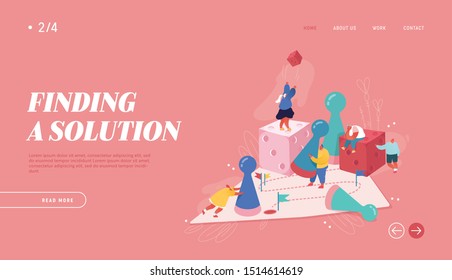 Winning Businessmen Illustration For Web Design, Banner, Mobile App, Landing Page. Strategic Planning, Teamwork Concept, Business Risk. People Character Playing Board Game, Throwing The Dice. Vector