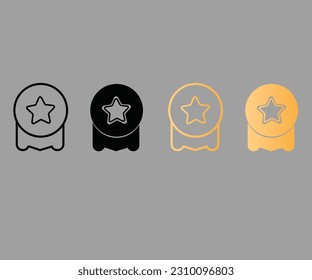 Winning Champion and top medals. Vector design elements Vector design element Best, e-commerce, featured, selling, top icon. Black and white and gold color top icons