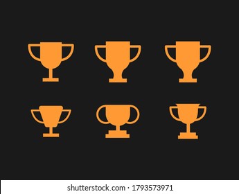 Winning Champion Trophy Cup Vector Icon Template Set