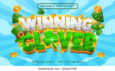 winning clover 3d text effect and editable text effect whit st patrick's day element