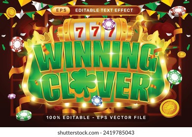 winning clover 3d text effect and editable text effect whit spin and st patrick's day element