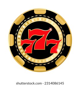 Winning combination 777 for casino banner. Vector illustration.
