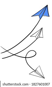 Winning competition. paper airplane sketch vector illustration Doodle