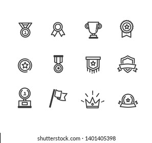 the winning and competition relative symbols. line vectors icons . 