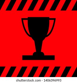 Winning cup black on red background, vector illustration for design