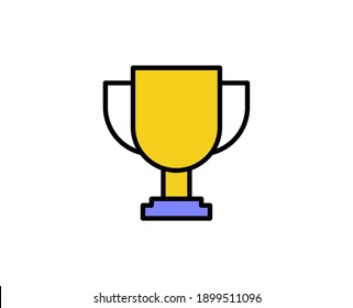 Icono plano de copa ganadora. Señales de línea delgada para el logotipo de diseño, tarjeta de visita, etc. Símbolo de esquema único de alta calidad para diseño web o aplicación móvil. Pictograma de esquema de negocio.
