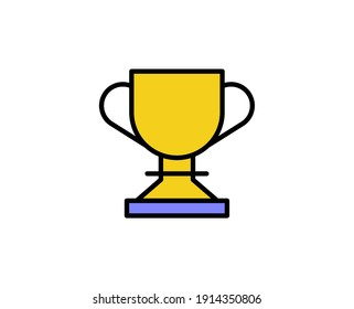 Winning cup flat icon. Thin line signs for design logo, visit card, etc. Single high-quality outline symbol for web design or mobile app. Business outline pictogram.