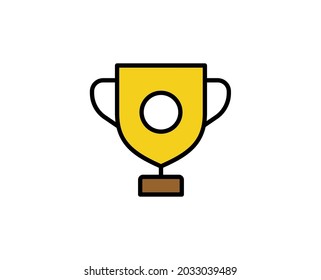 Winning cup flat icon. Thin line signs for design logo, visit card, etc. Single high-quality outline symbol for web design or mobile app. Business outline pictogram.