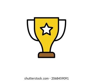 Winning cup flat icon. Thin line signs for design logo, visit card, etc. Single high-quality outline symbol for web design or mobile app. Business outline pictogram.