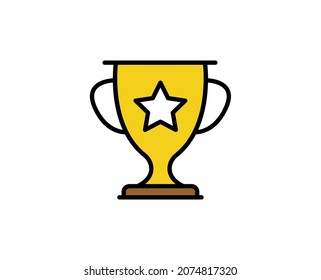 Winning cup flat icon. Thin line signs for design logo, visit card, etc. Single high-quality outline symbol for web design or mobile app. Business outline pictogram.